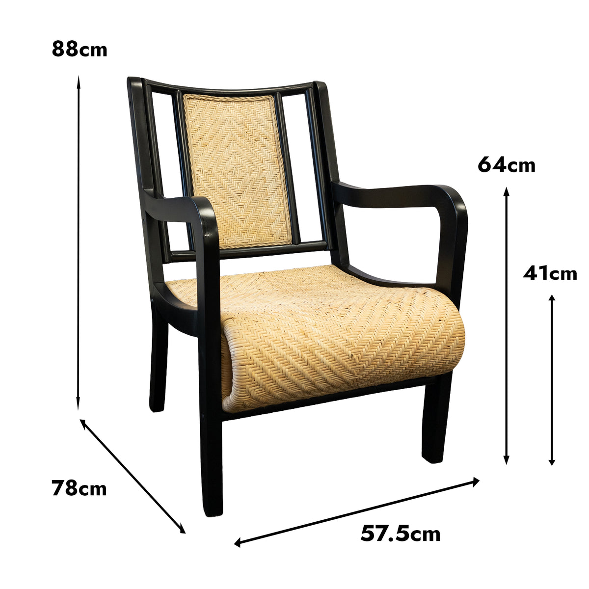 Harmony Wicker Chair with Black Arms