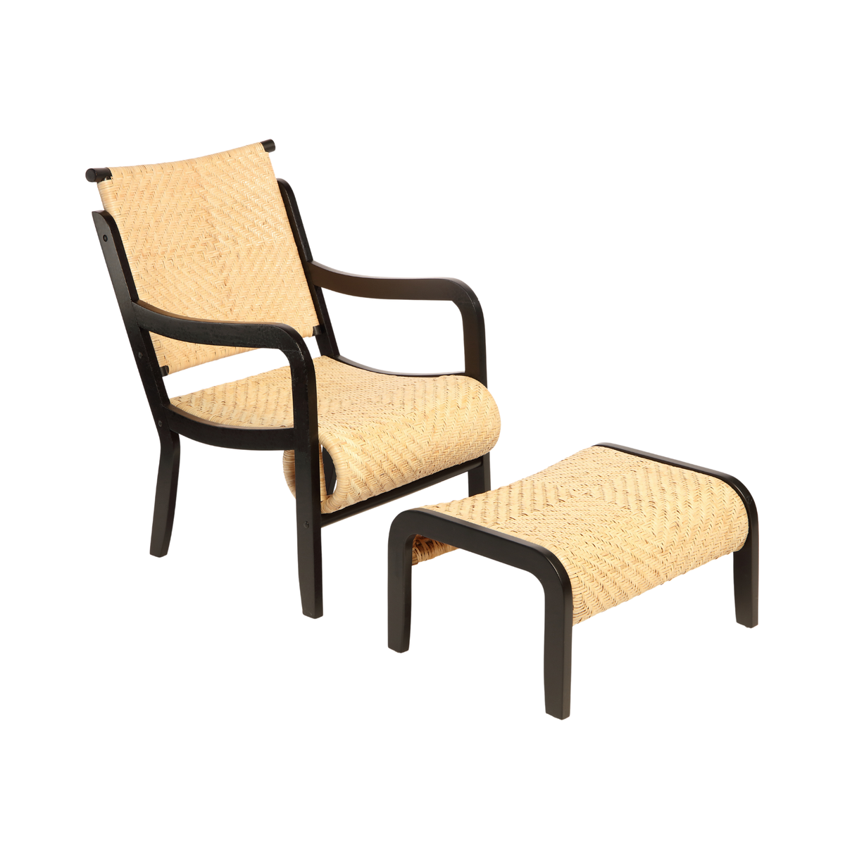 Harmony Wicker Footstool with Black Legs