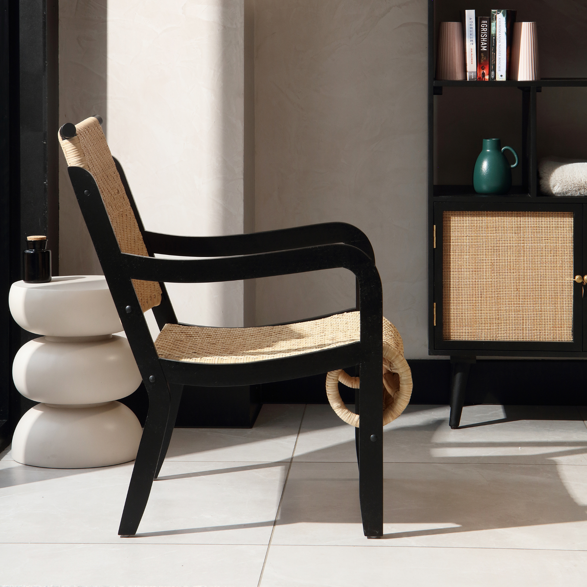 Harmony Wicker Chair with Black Arms