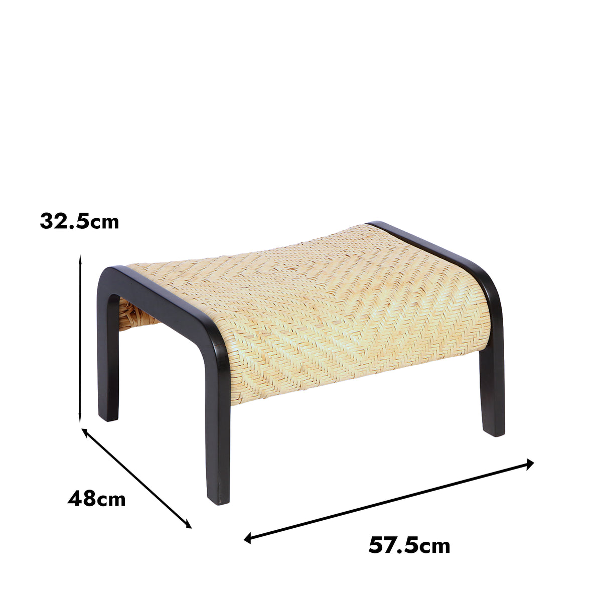 Harmony Wicker Footstool with Black Legs