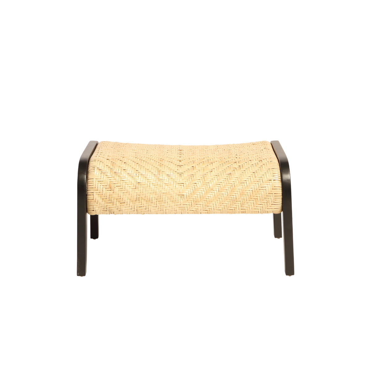 Harmony Wicker Footstool with Black Legs
