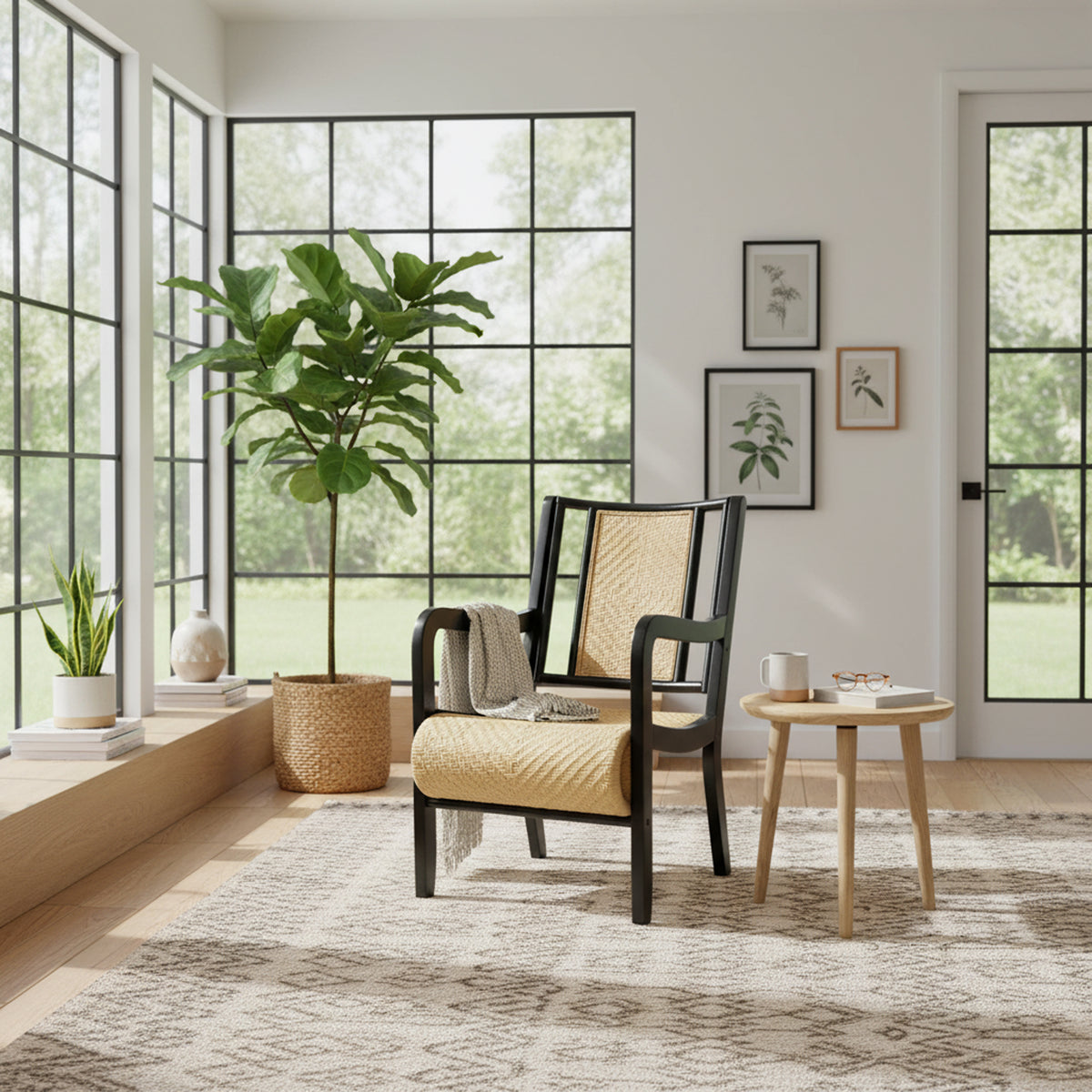 Harmony Wicker Chair with Black Arms