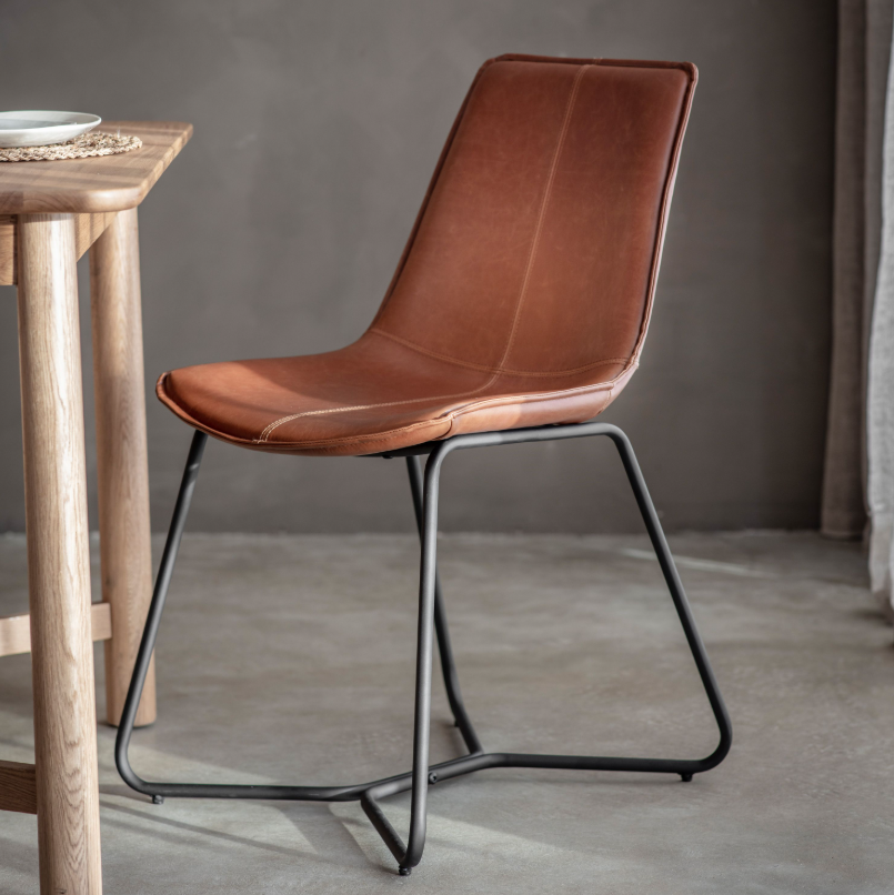 Hawton PU Brown Leather Dining Chair (set of 2)