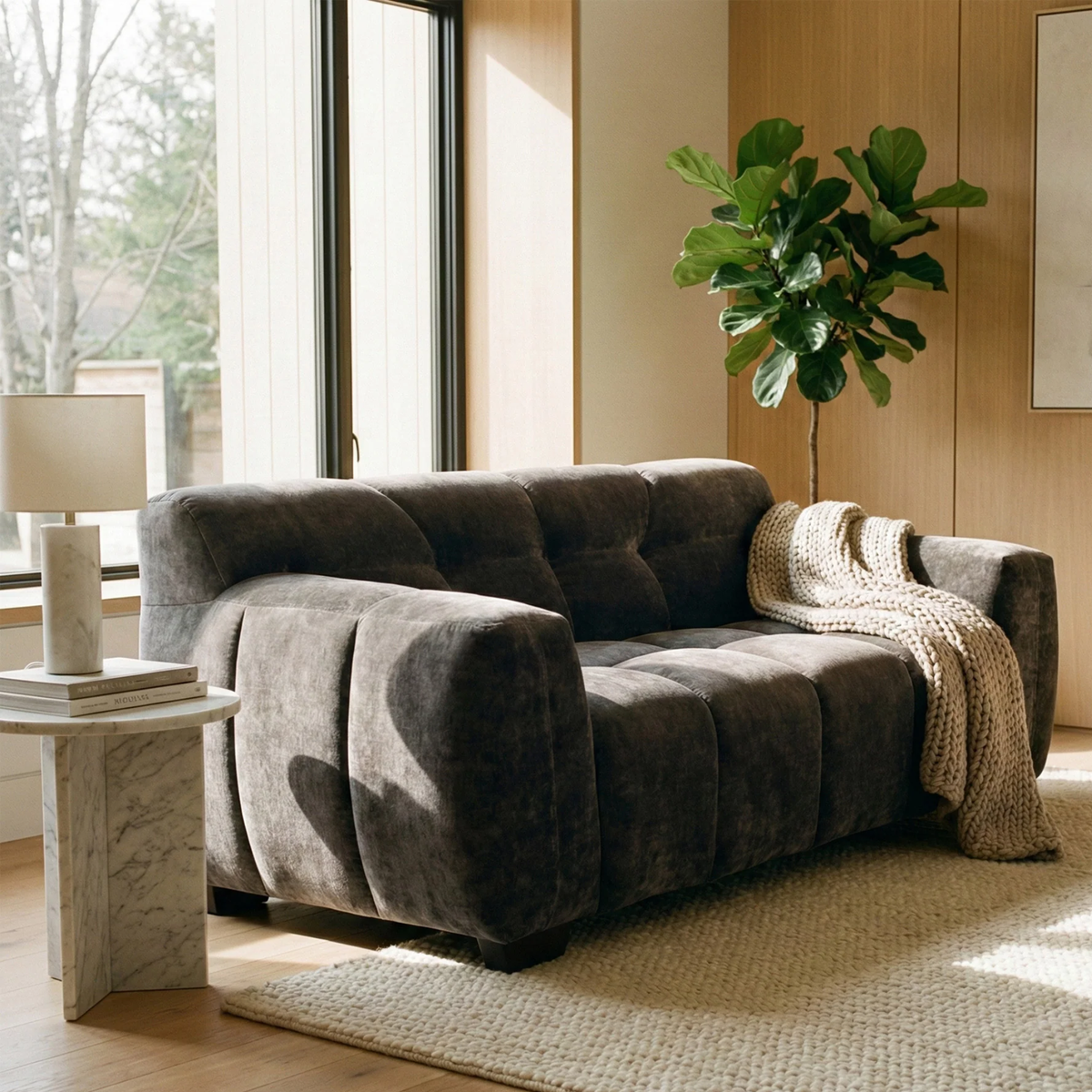 Hendrix 2-Seater Sofa in Chocolate Velvet