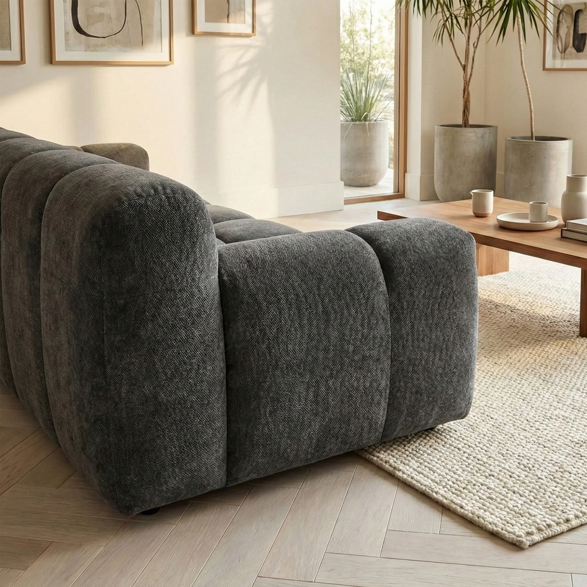 Hendrix 2-Seater Sofa in Steel Grey Velvet