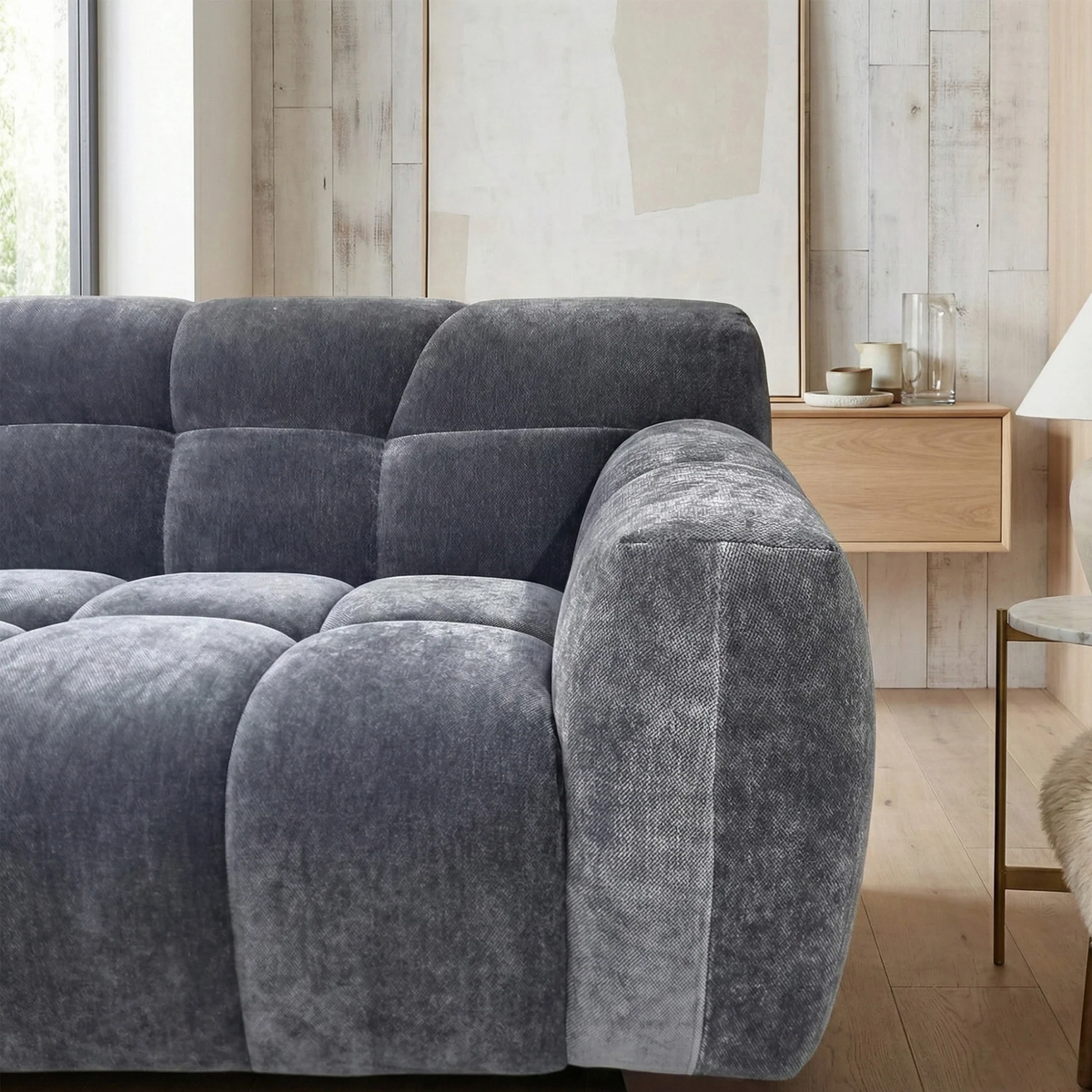 Hendrix 2-Seater Sofa in Steel Grey Velvet