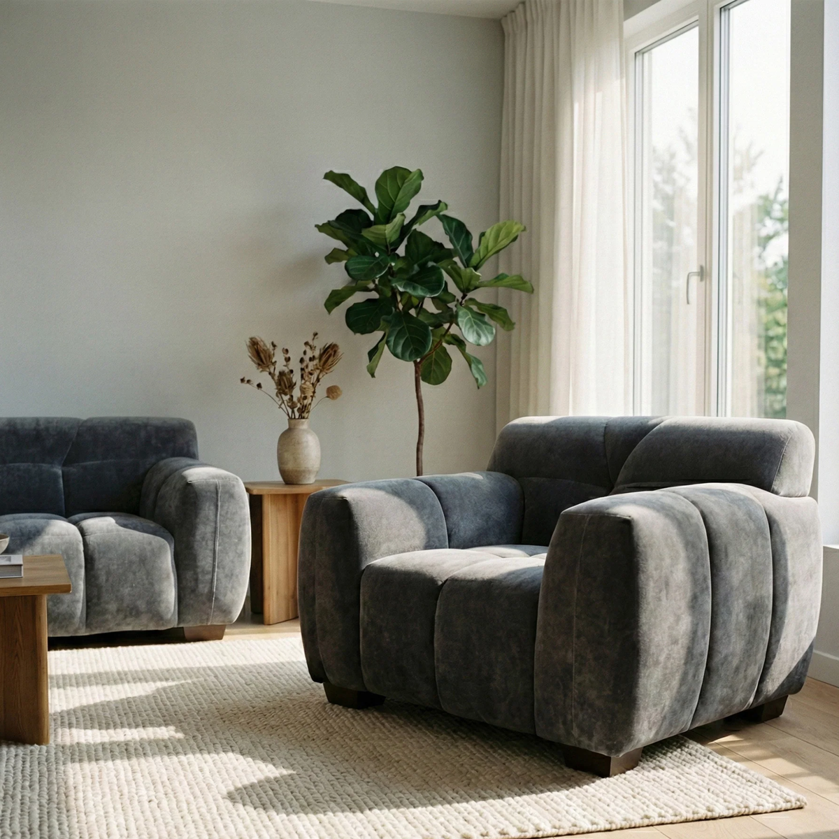 Hendrix Armchair in Steel Grey Velvet