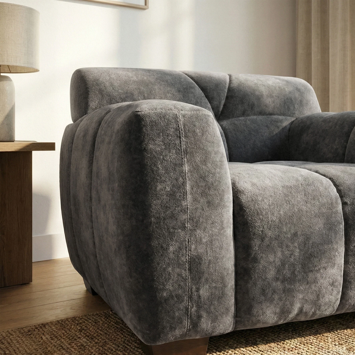 Hendrix Armchair in Steel Grey Velvet