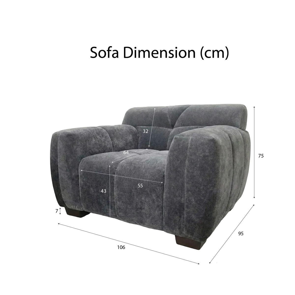 Hendrix Armchair in Steel Grey Velvet