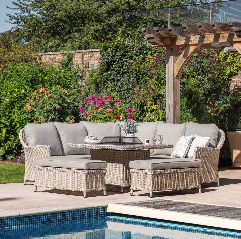 Holder Corner Square Dining Set with Fire Pit