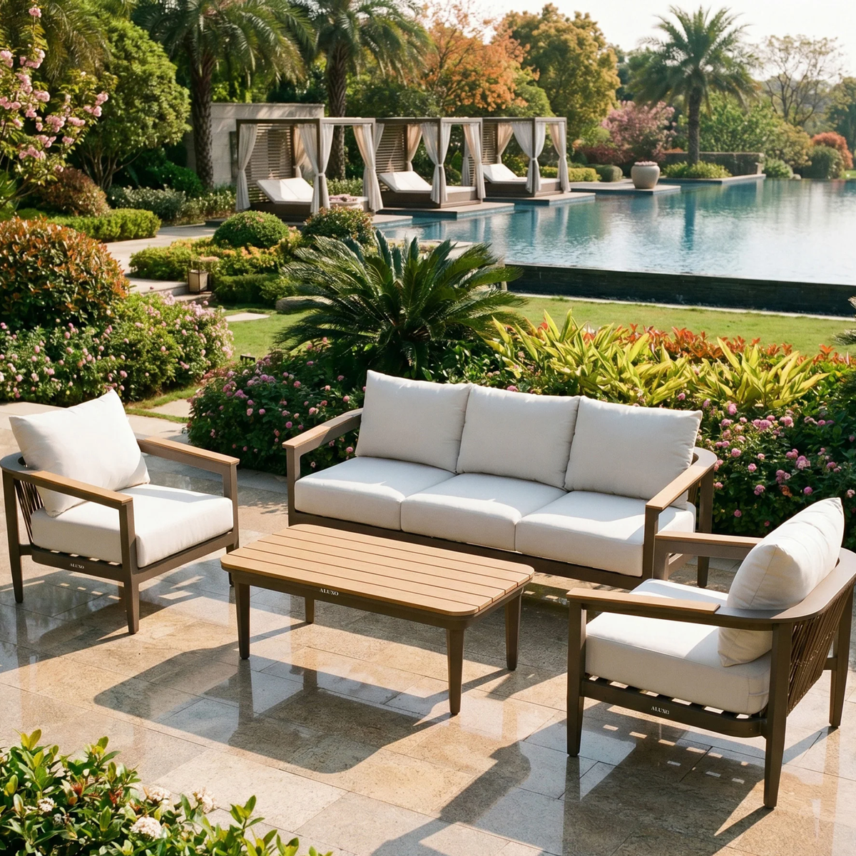 Homer Outdoor Range - Wood - 5 Seater Lounge Set