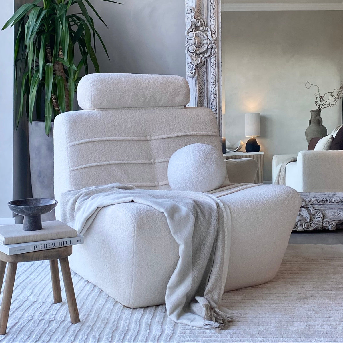 UK Made Vanilla Boucle Armchair