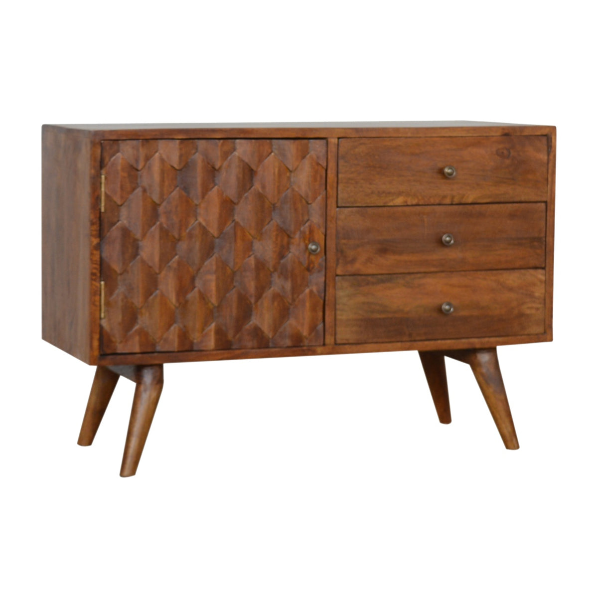 Carved Chestnut Sideboard with 3 Drawers