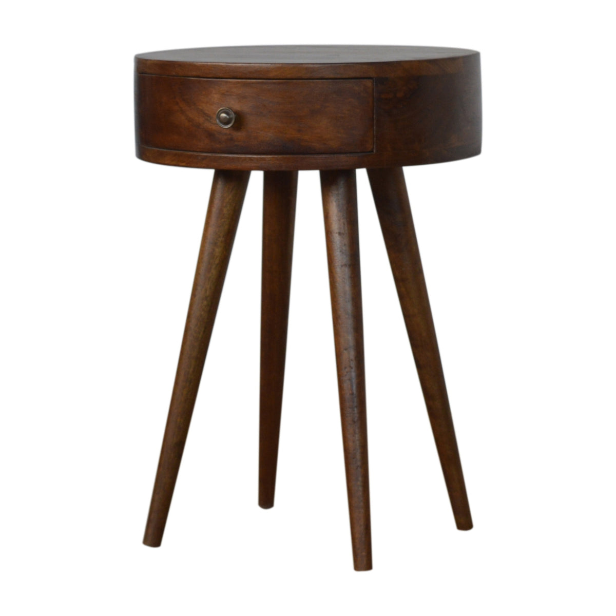 Chestnut Mango Wood Circular Bedside Table