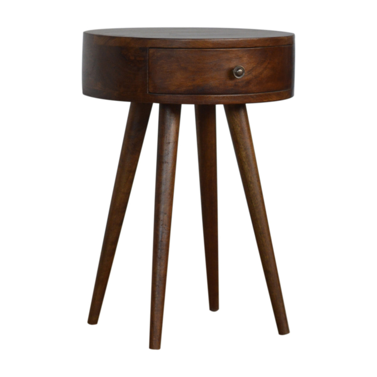 Nordic Chestnut Mango Wood Circular Bedside Table