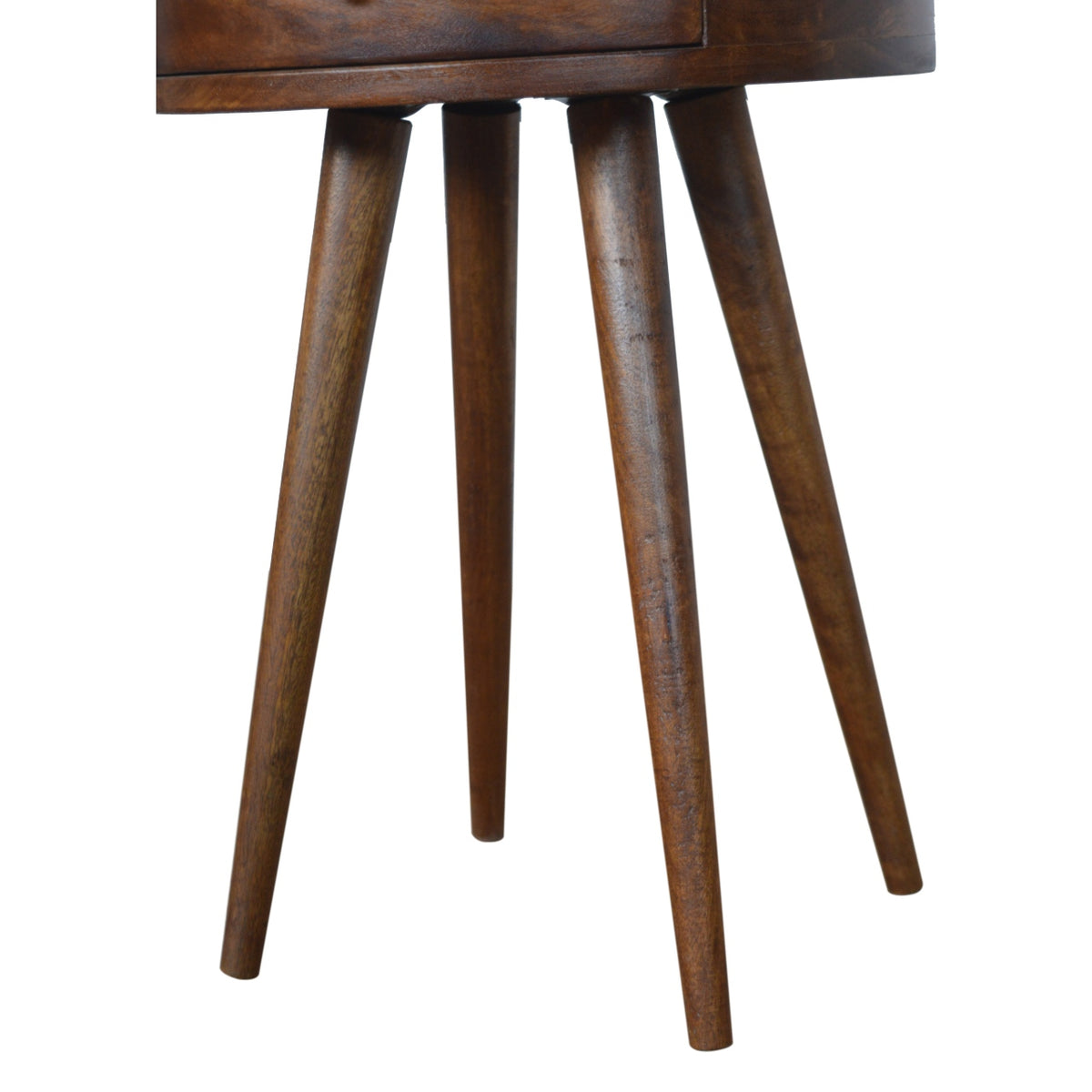 Nordic Chestnut Mango Wood Circular Bedside Table