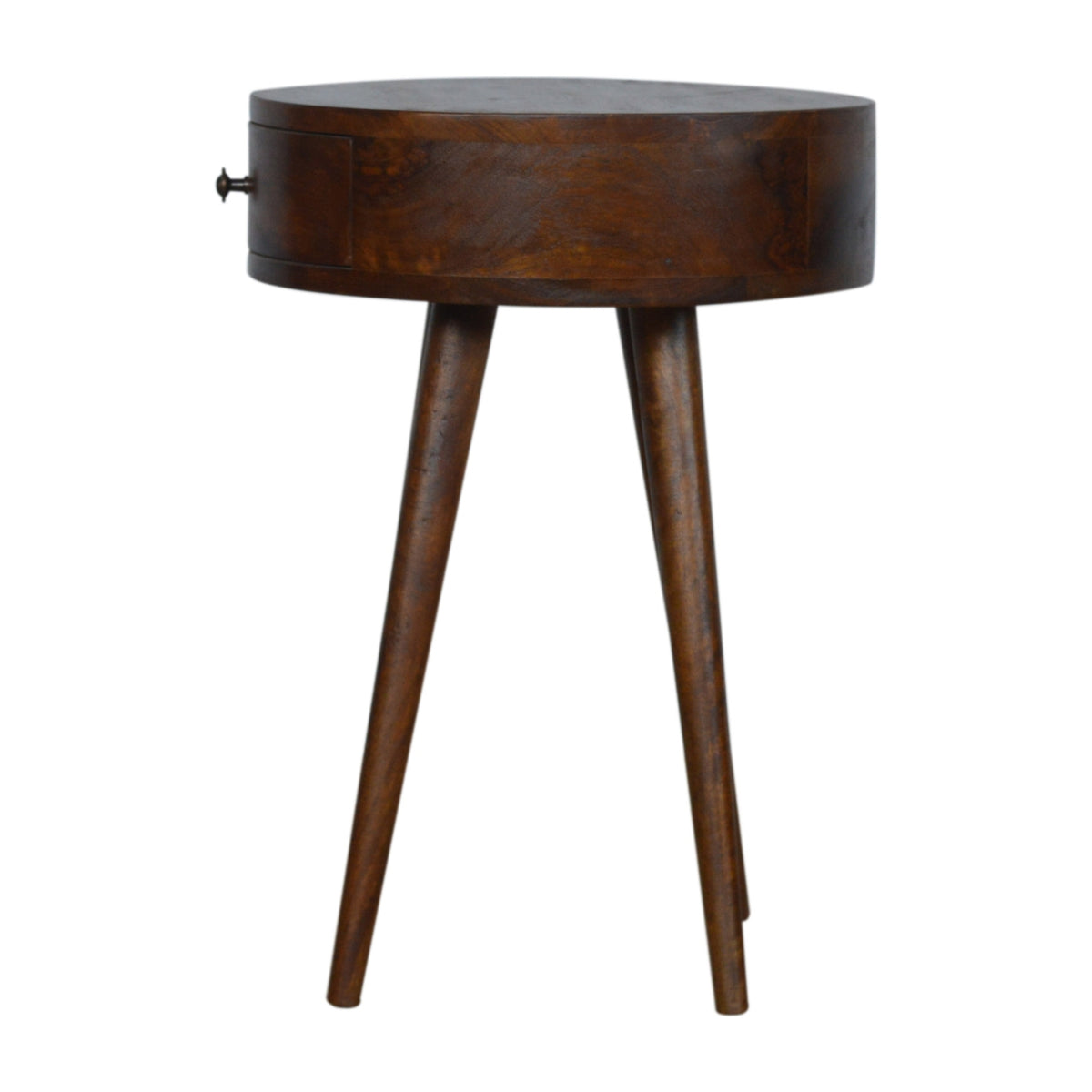 Nordic Chestnut Mango Wood Circular Bedside Table