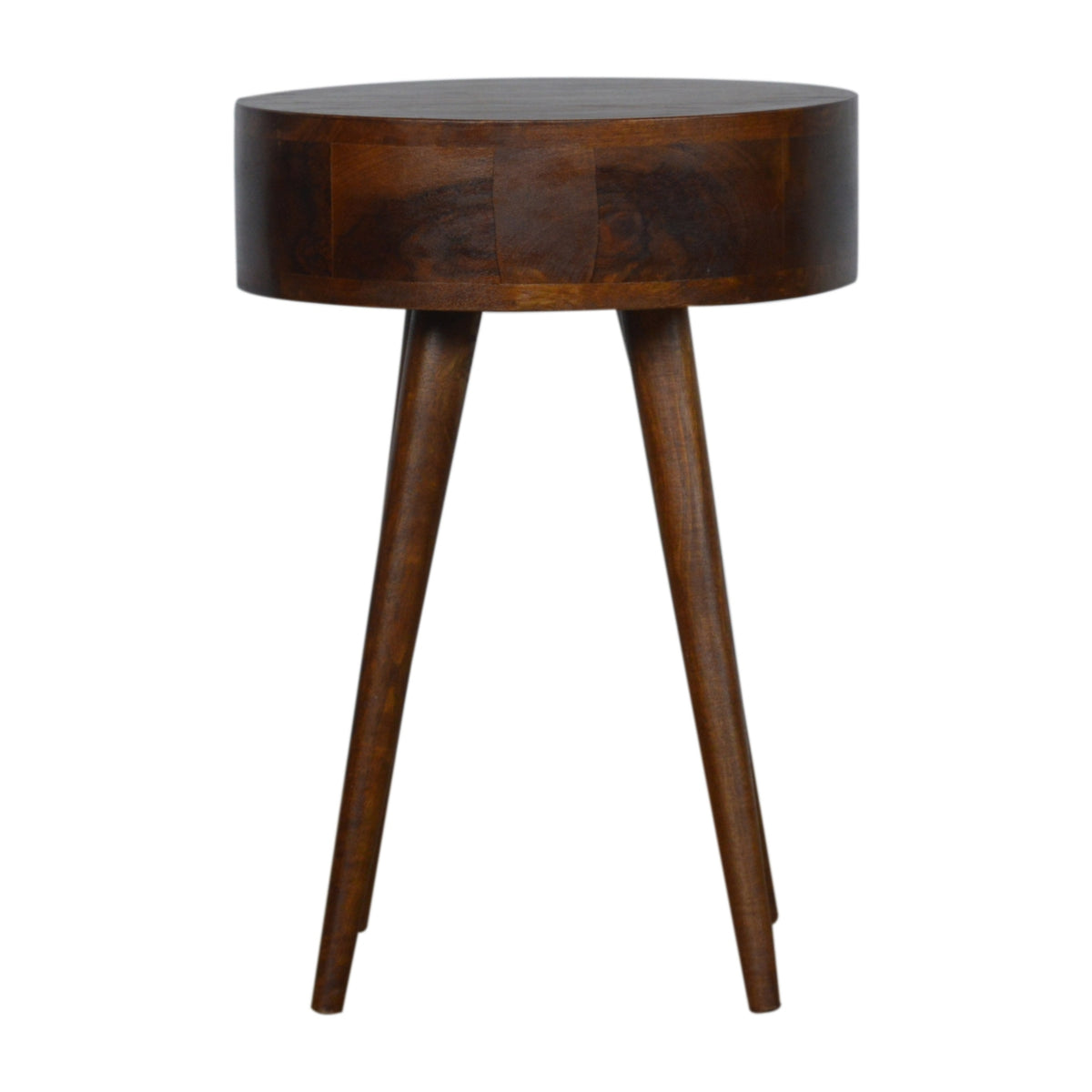 Nordic Chestnut Mango Wood Circular Bedside Table