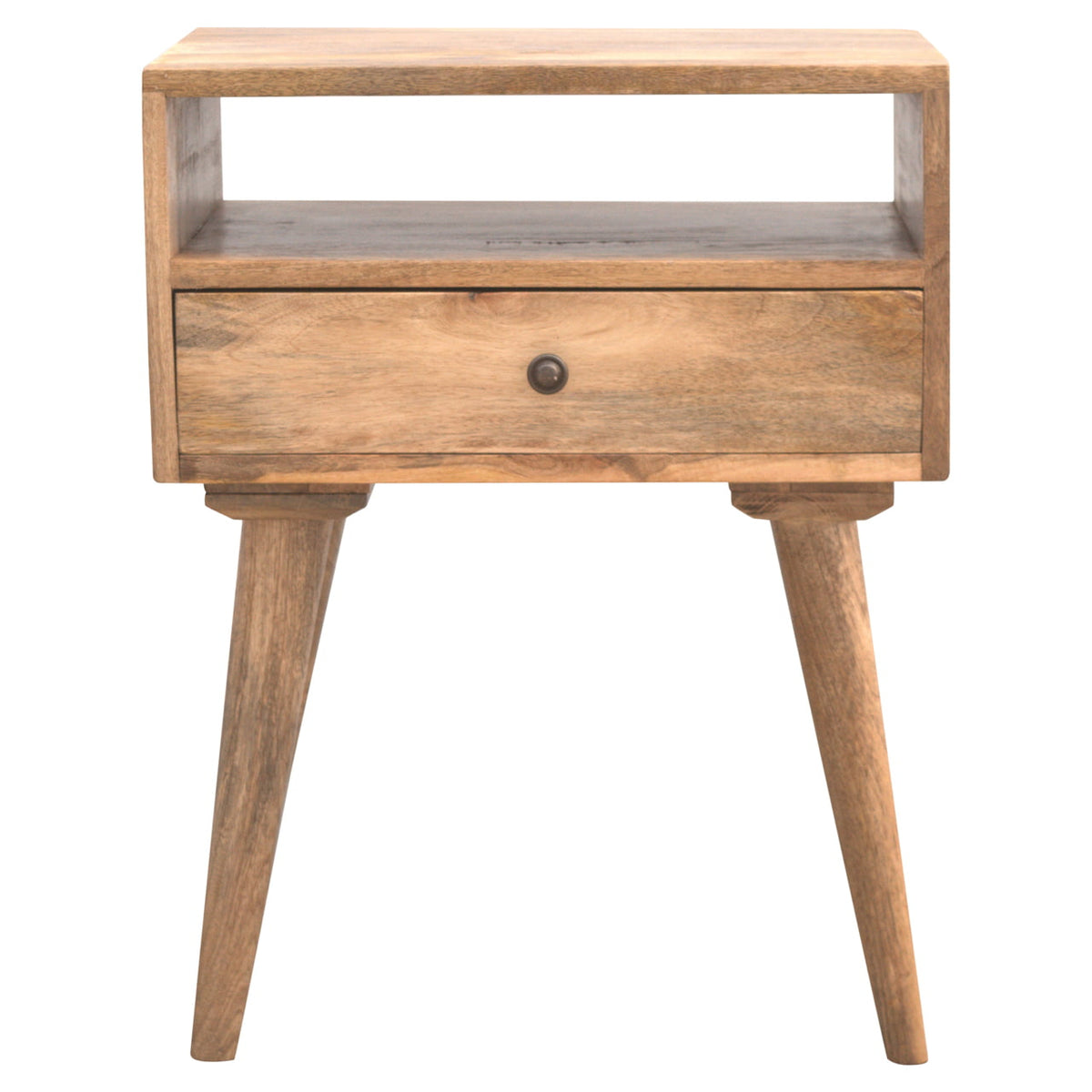 Modern Mango Wood Bedside Table with Open Slot