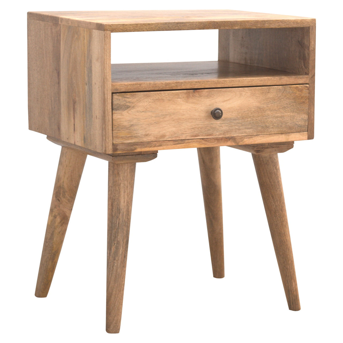 Modern Mango Wood Bedside Table with Open Slot