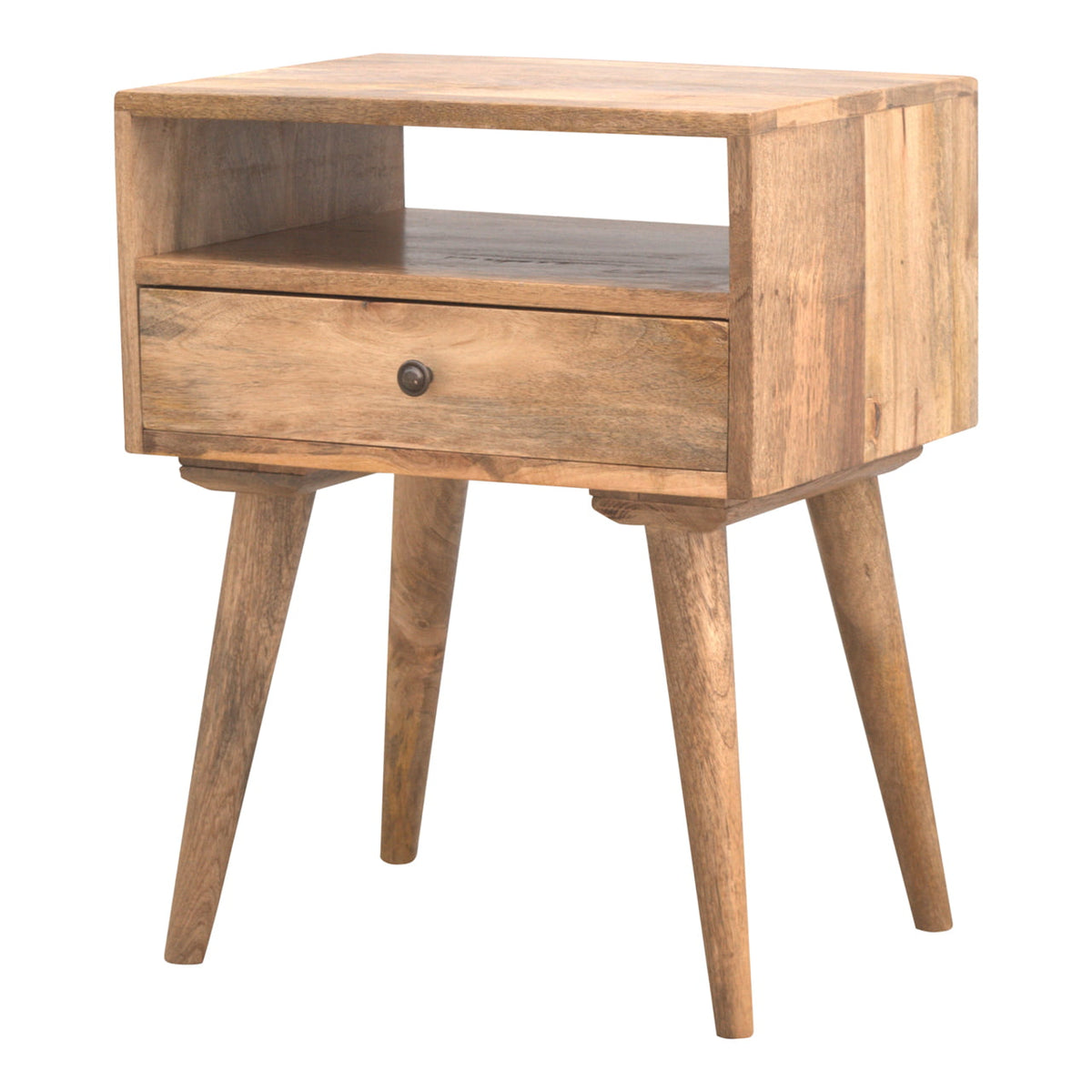 Modern Mango Wood Bedside Table with Open Slot