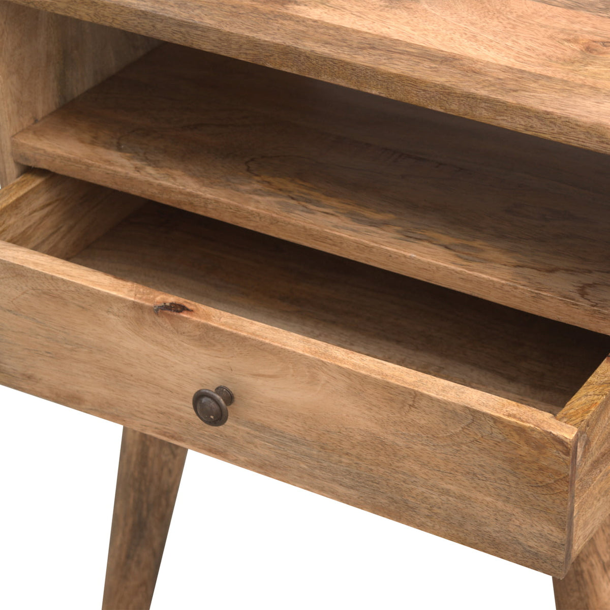 Modern Mango Wood Bedside Table with Open Slot