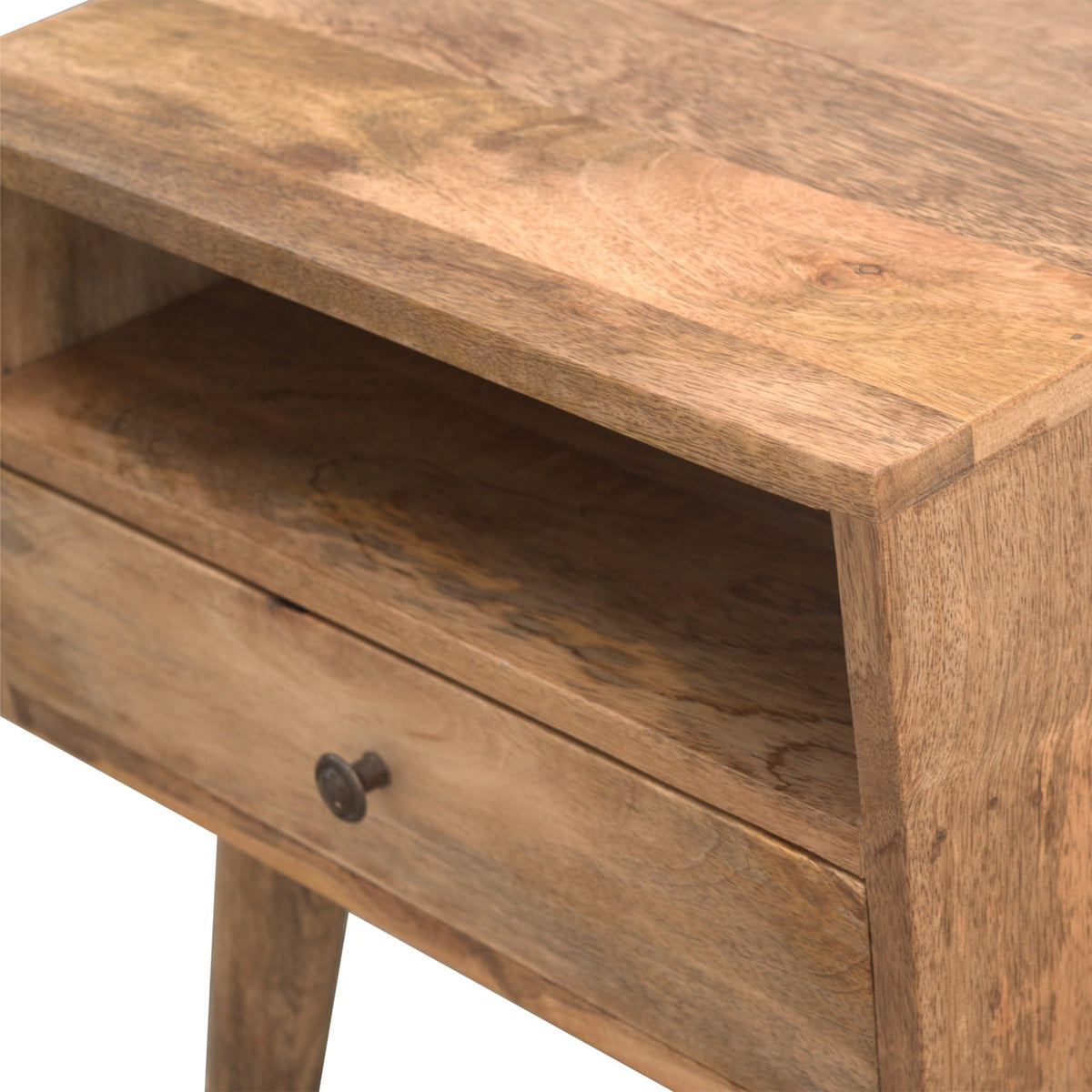 Modern Mango Wood Bedside Table with Open Slot