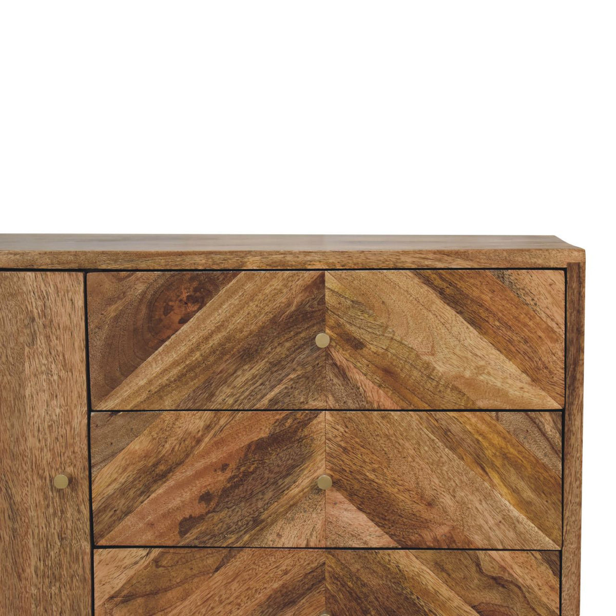 Muna Mango Wood Geo Sideboard with 3 Drawers