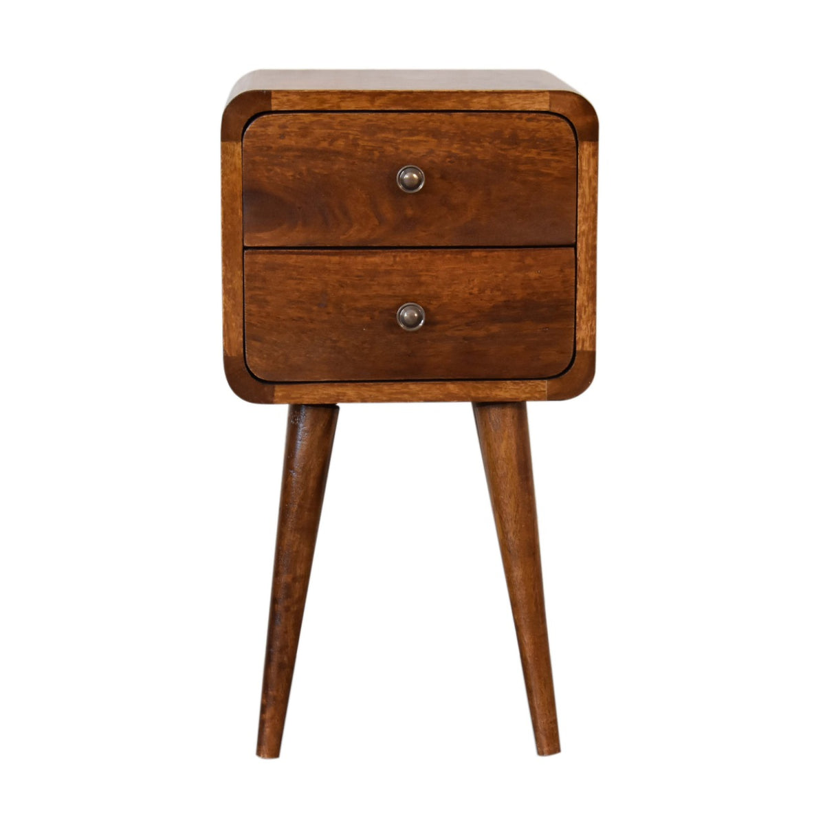 Mini Chestnut Mango Wood Curved Bedside Table