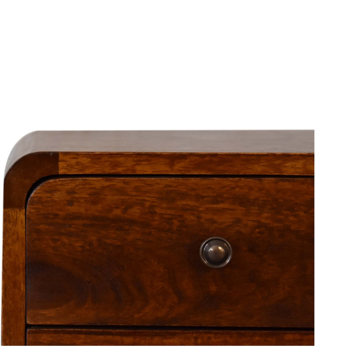 Mini Chestnut Mango Wood Curved Bedside Table