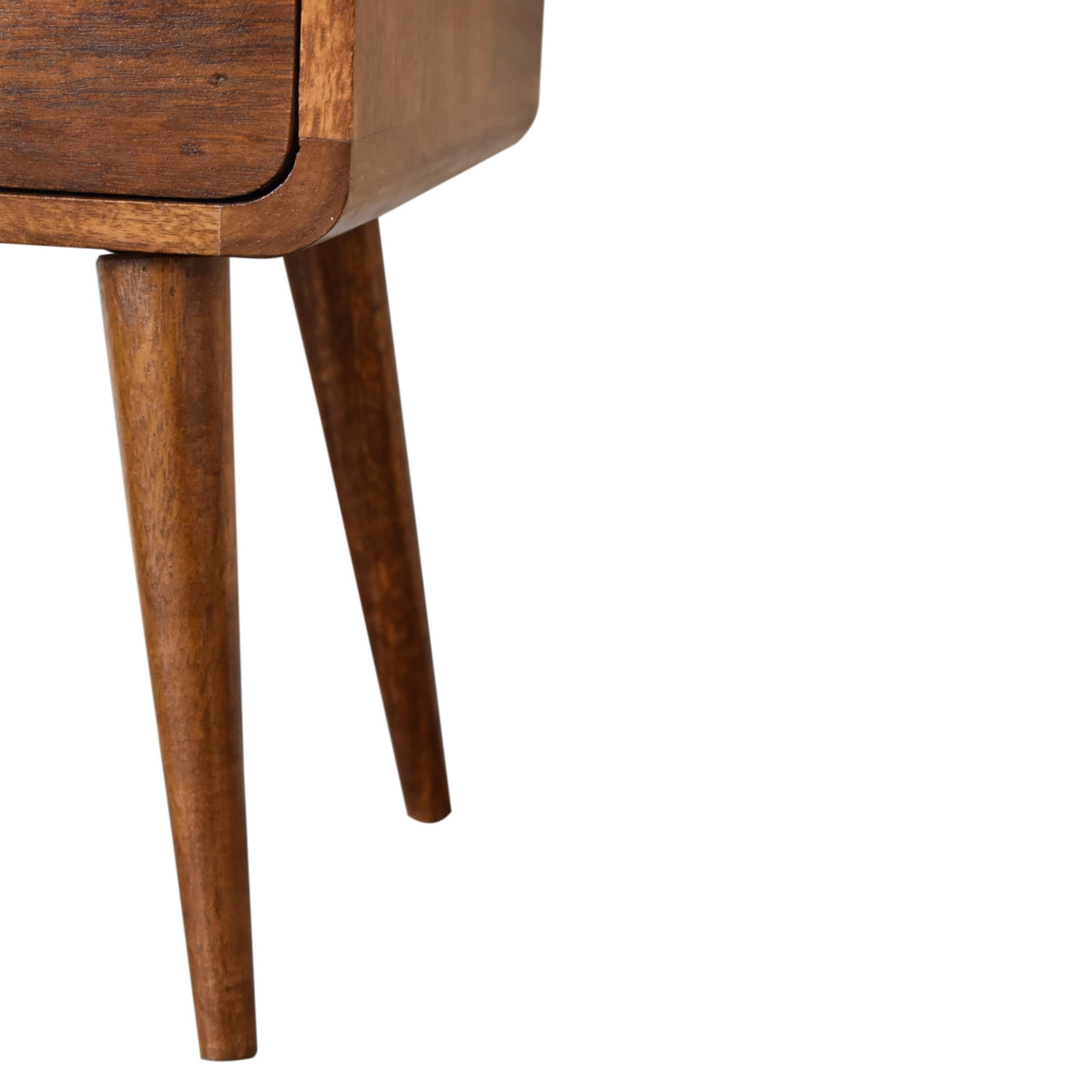 Mini Chestnut Mango Wood Curved Bedside Table