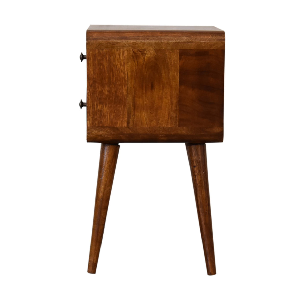 Mini Chestnut Mango Wood Curved Bedside Table