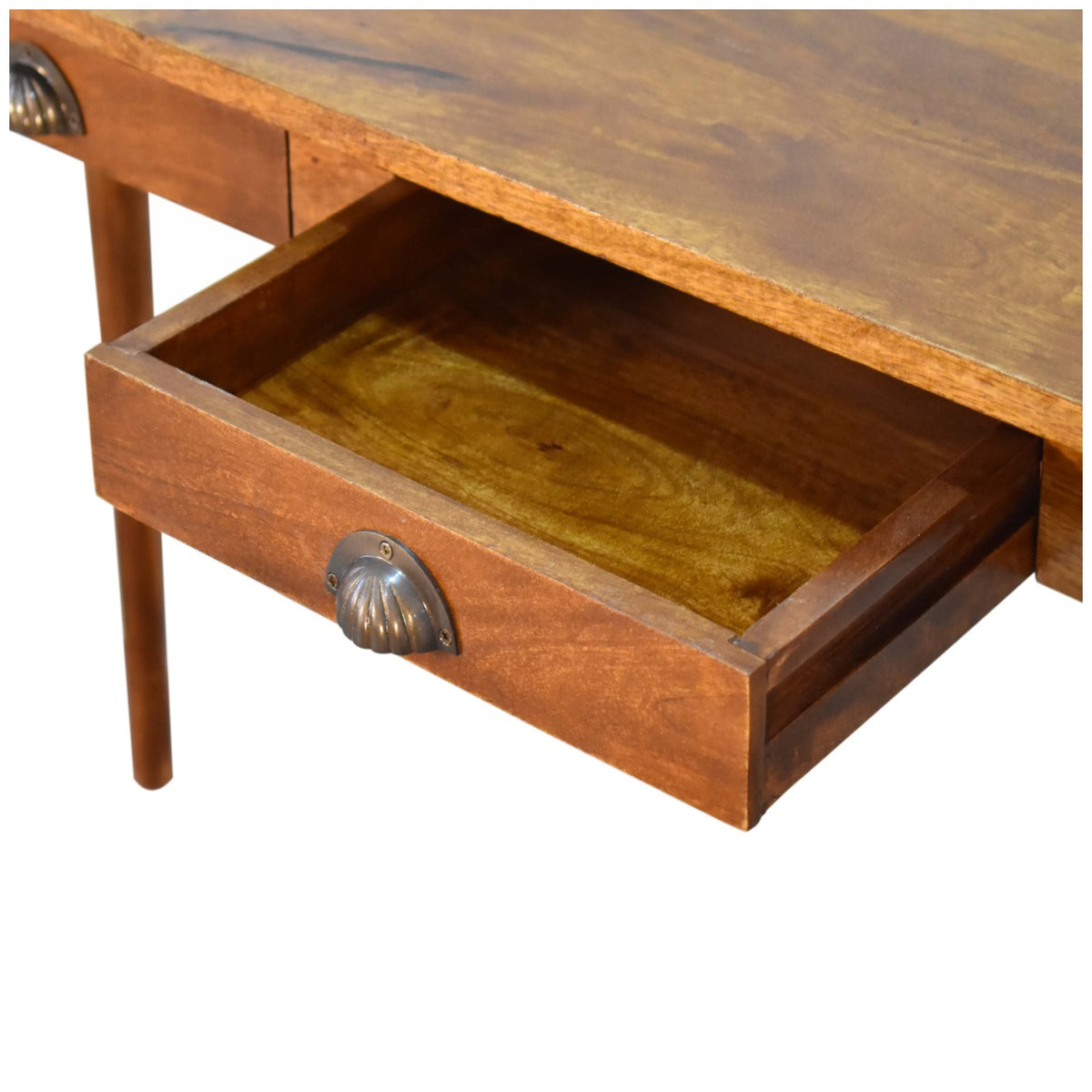 2 Drawer Mango Wood Chestnut Desk Table