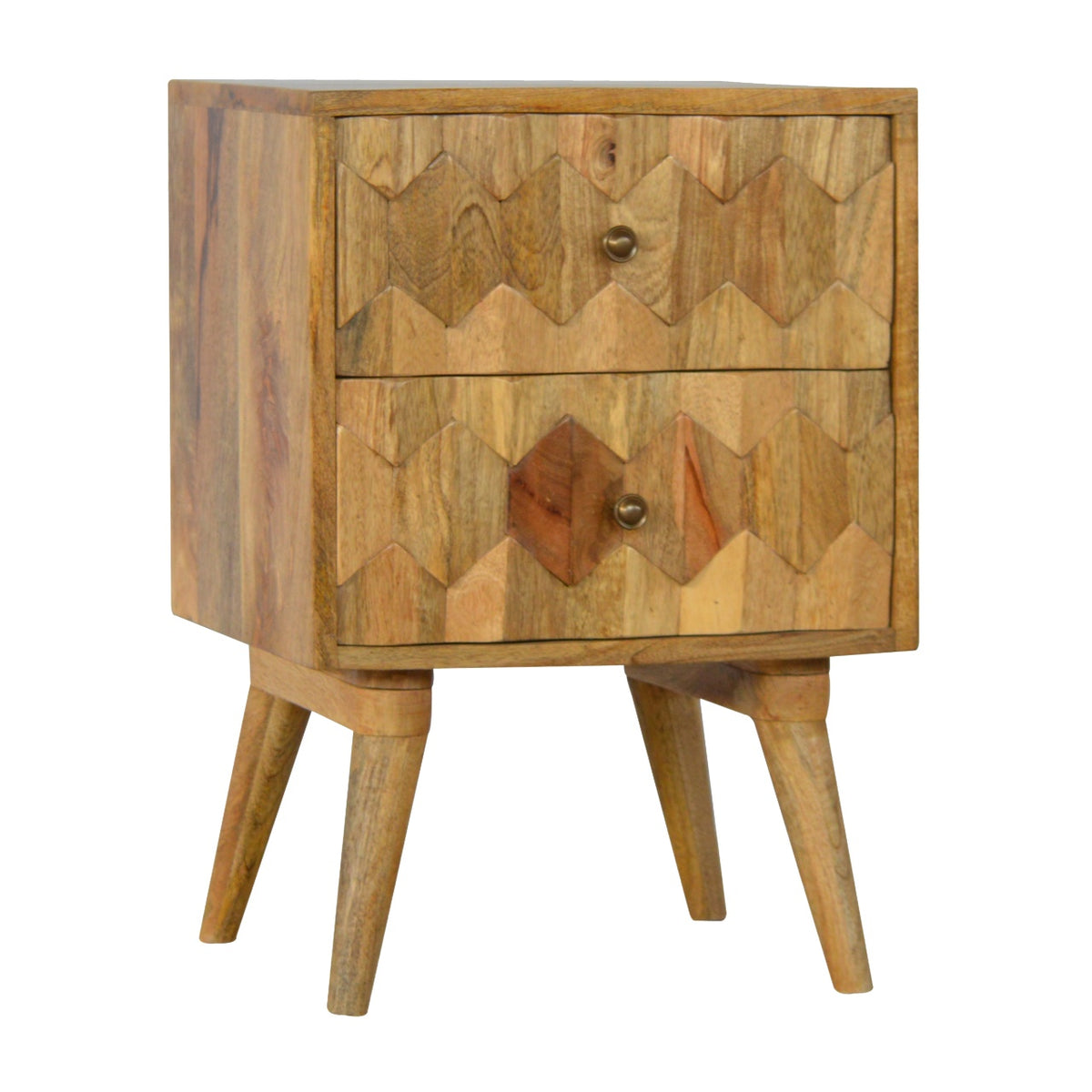 Pineapple Carve 2 Drawer Mango Wood Bedside Table