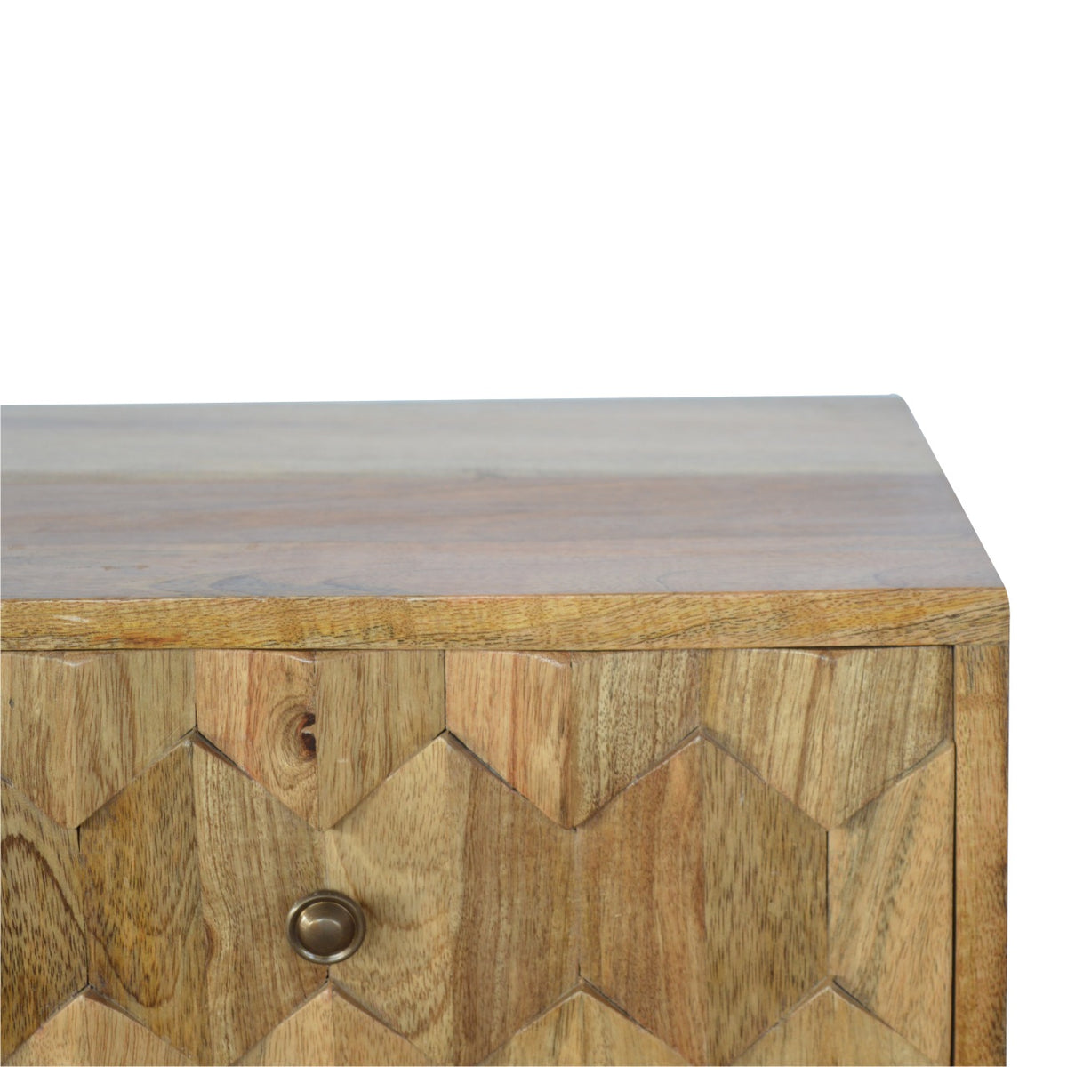 Pineapple Carve 2 Drawer Mango Wood Bedside Table