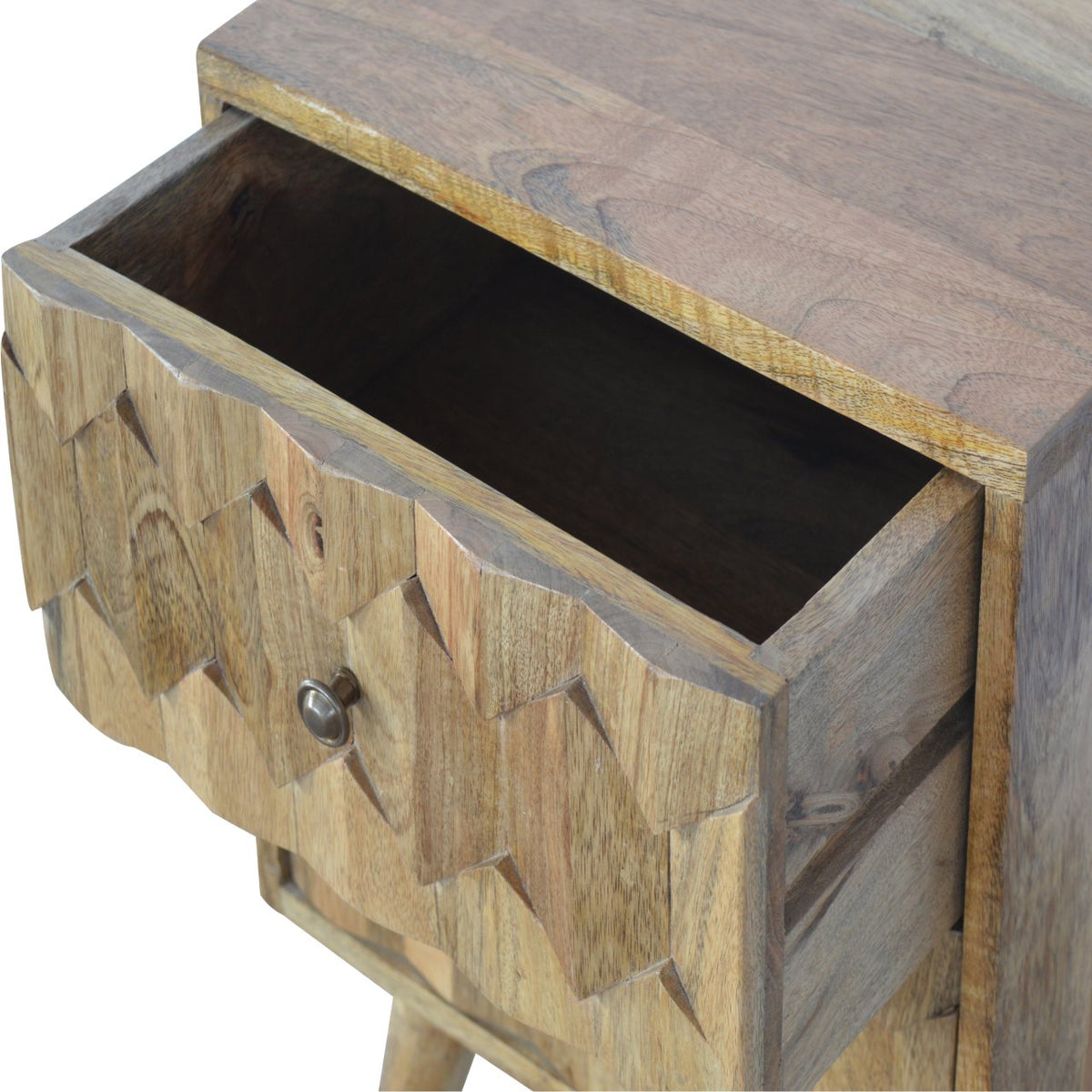 Pineapple Carve 2 Drawer Mango Wood Bedside Table