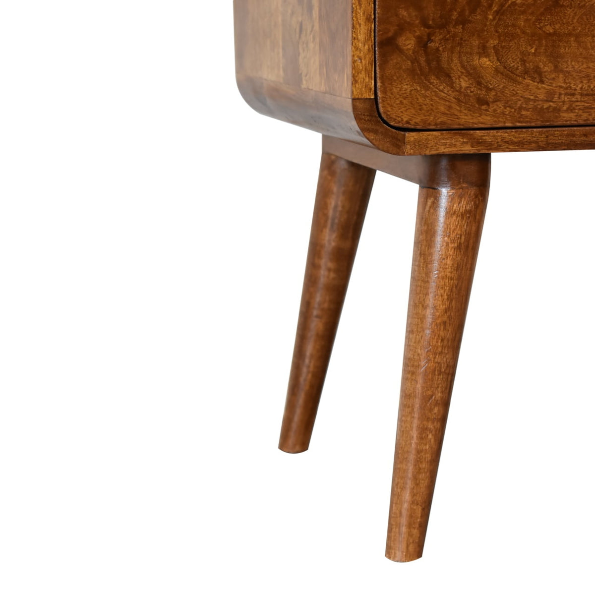 Curved Chestnut Mango Wood Bedside Table