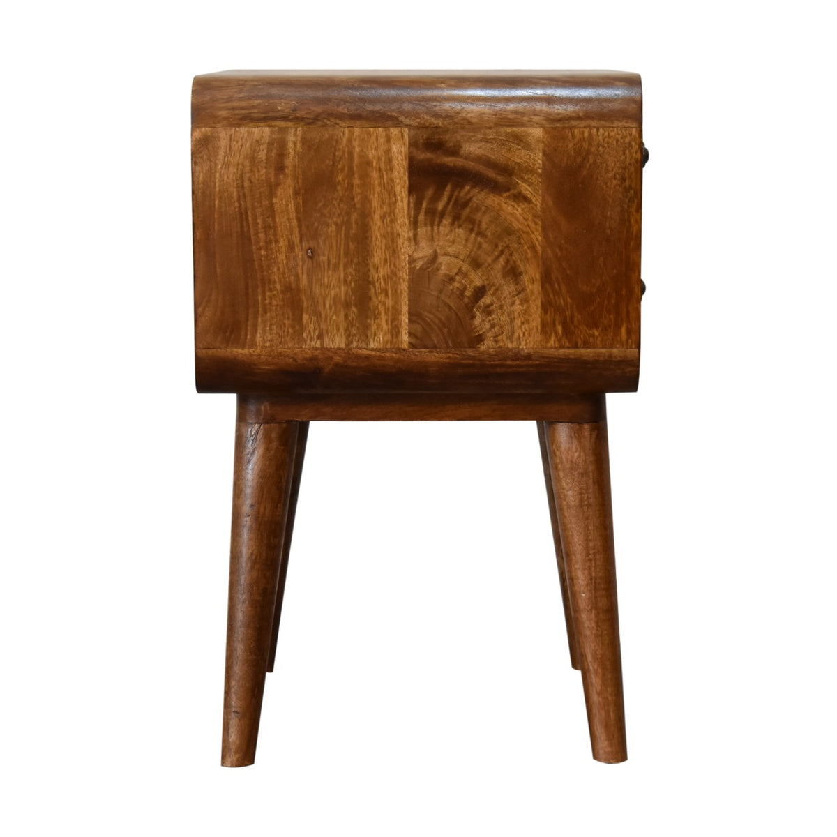 Curved Chestnut Mango Wood Bedside Table