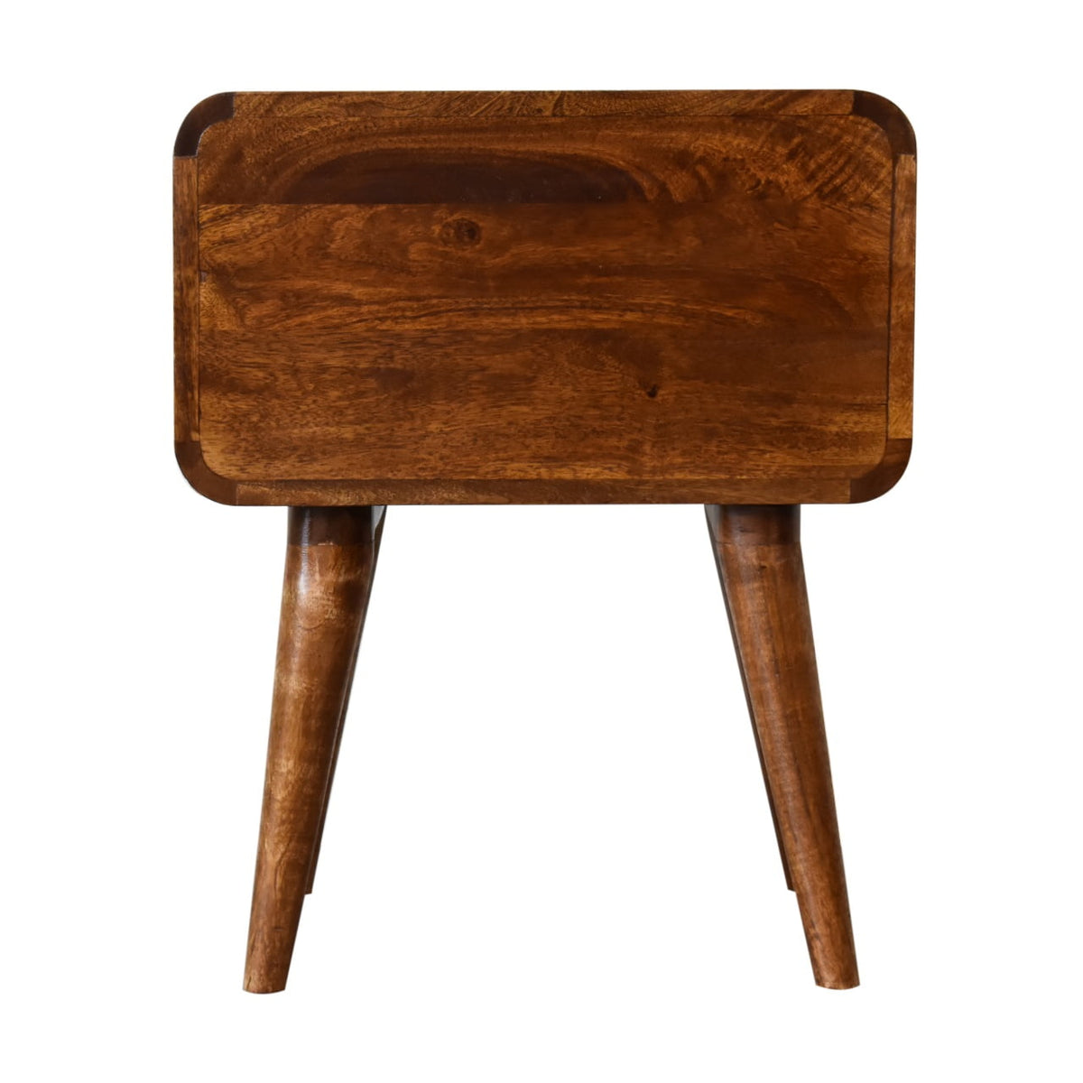 Curved Chestnut Mango Wood Bedside Table