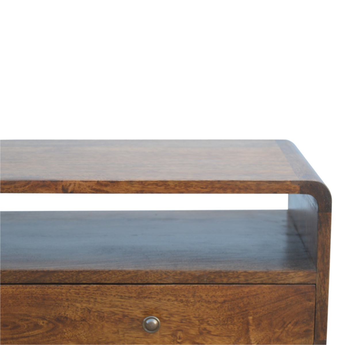 Curved 2 Drawer Mango Wood Console Table in Chestnut