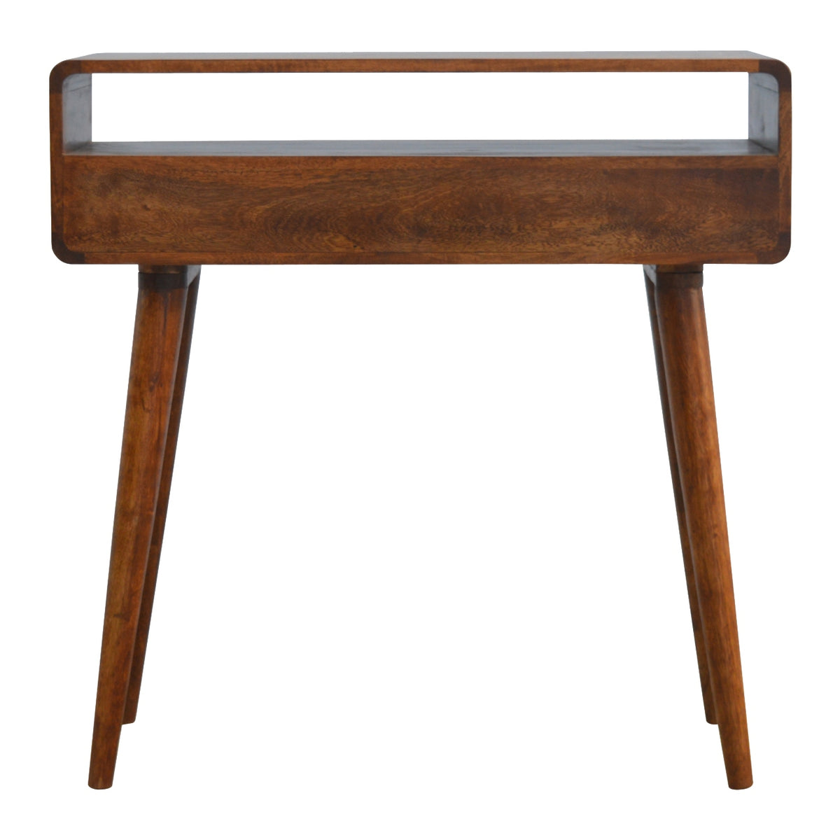 Curved 2 Drawer Mango Wood Console Table in Chestnut