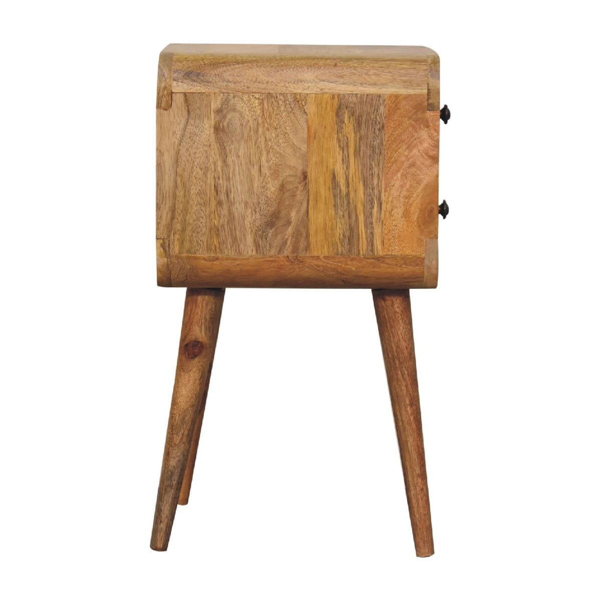 Mini Curved 2 Drawer Mango Wood Bedside Table