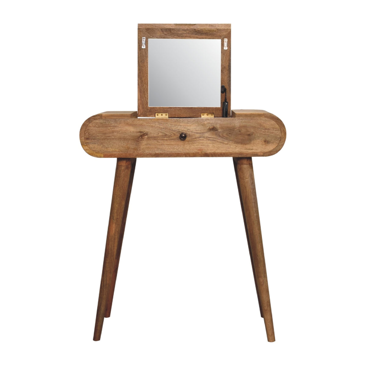 Small Curved Dressing Table with Foldable Mirror