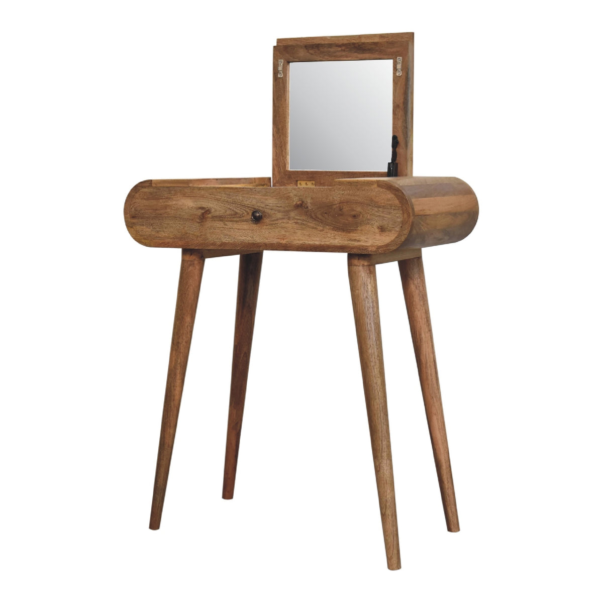 Small Curved Dressing Table with Foldable Mirror