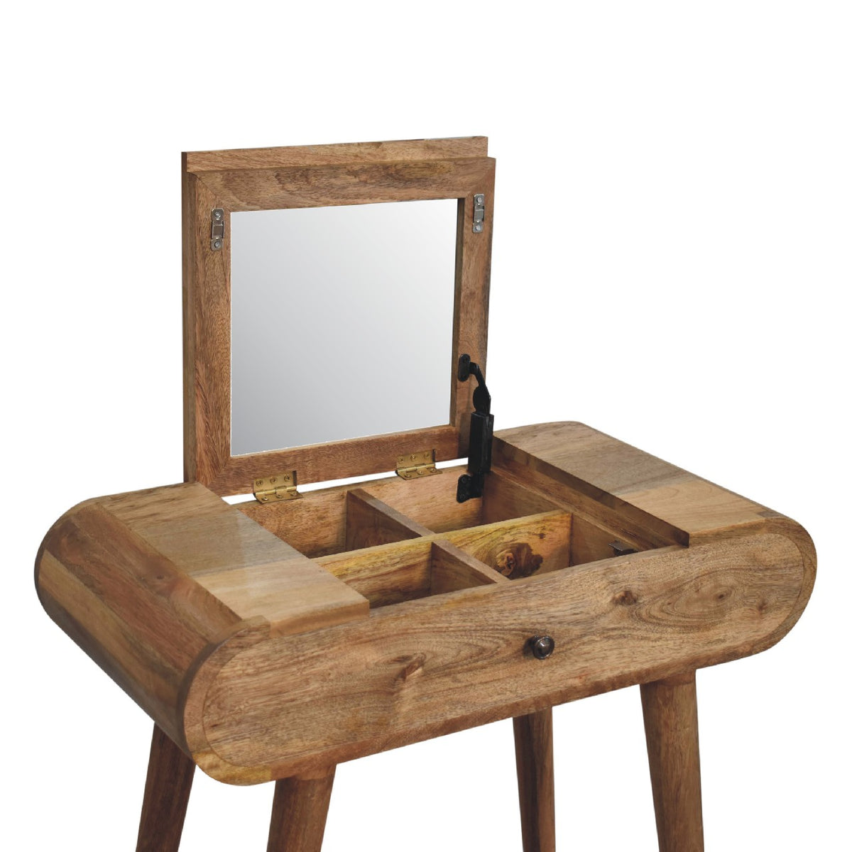 Small Curved Dressing Table with Foldable Mirror