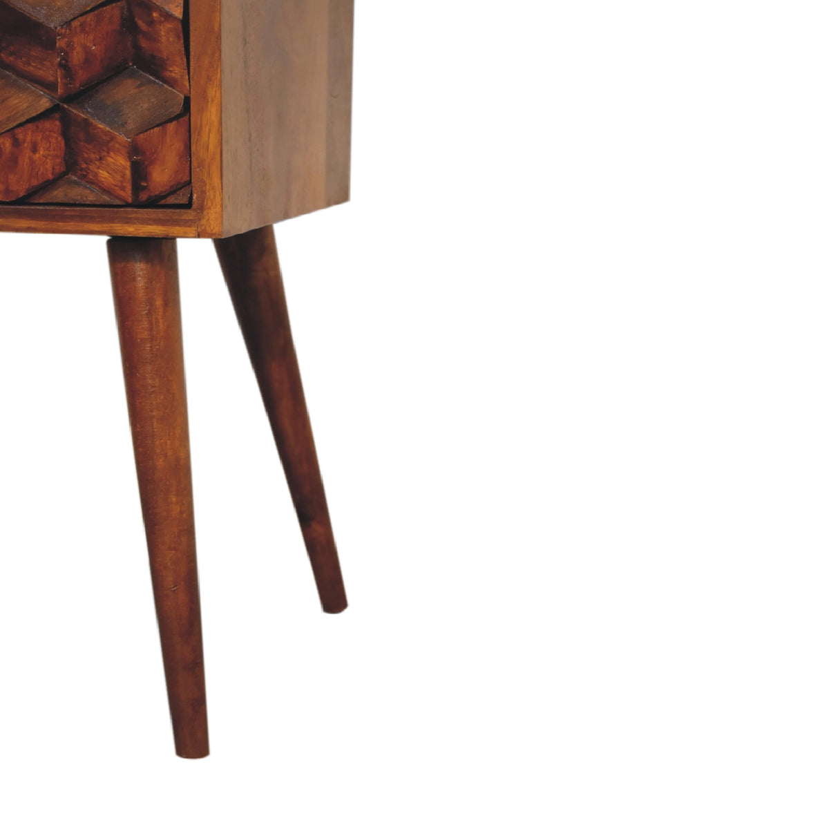 Mini Chestnut Cube 2 Drawer Bedside Table