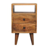 Mini Classic 2 Drawer Open Bedside Table Mango Wood