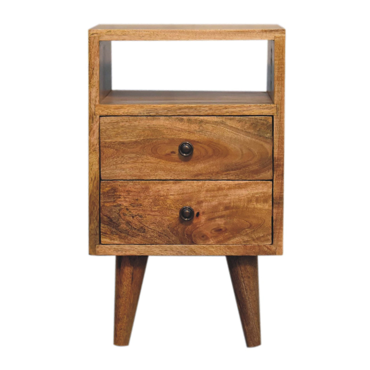 Mini Classic 2 Drawer Open Bedside Table Mango Wood