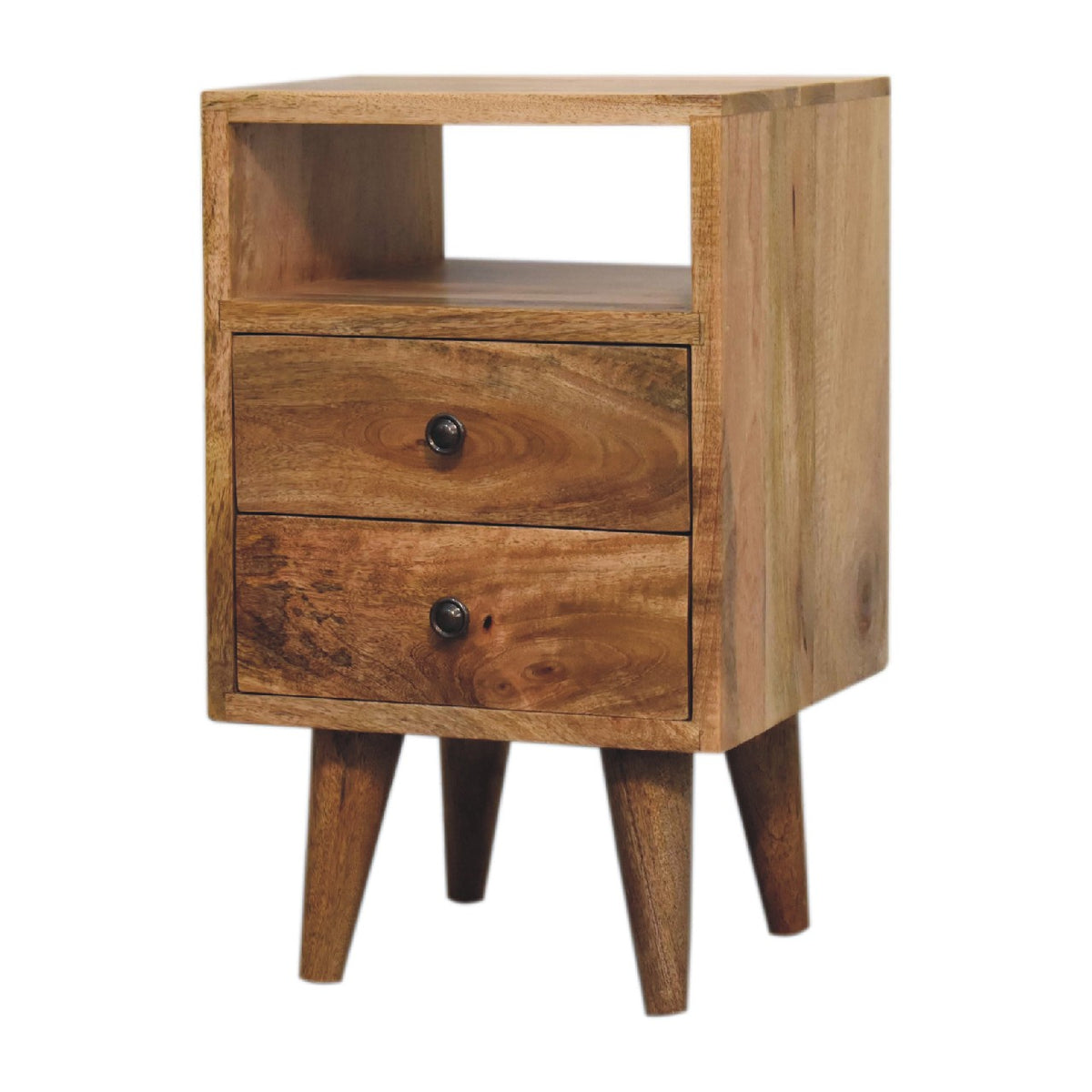 Mini Classic 2 Drawer Open Bedside Table Mango Wood