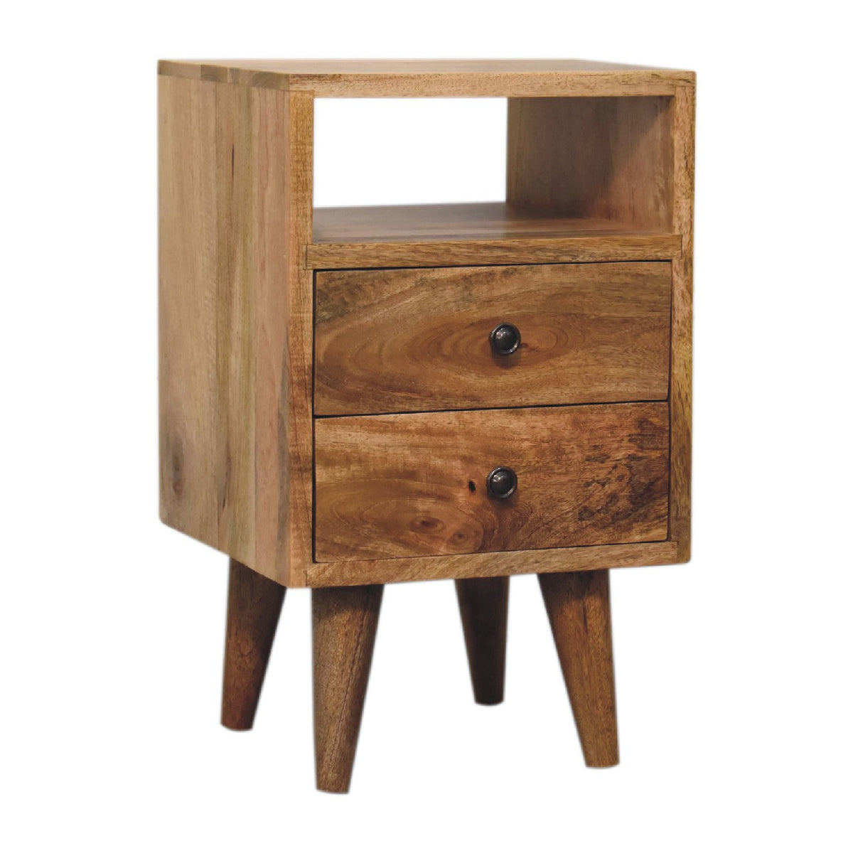 Mini Classic 2 Drawer Open Bedside Table Mango Wood